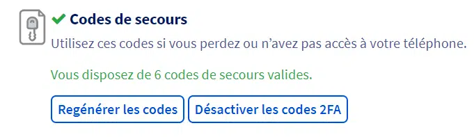 Etape 3 - Codes de secours OVH image-08