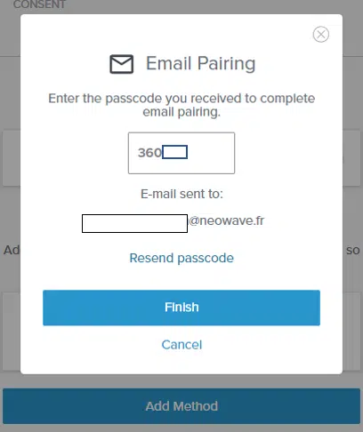 Etape 4 – Renseignez le code Ping Identity