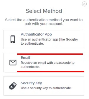 Etape 4 – Sélectionnez email Ping Identity