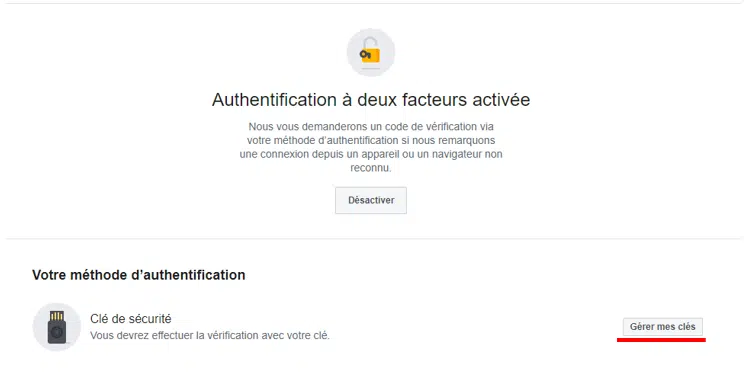 Nommez la clé - Gérer mes clés Tuto Facebook Enregistrer et identifier une clé de sécurité