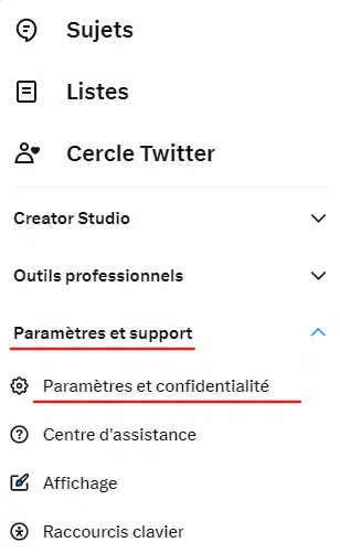 Paramètres et confidentialité Twitter