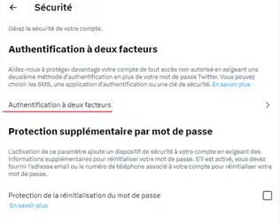 Authentification à deux facteurs Twitter
