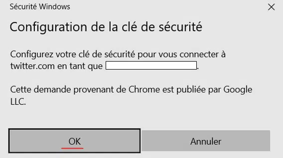 Configuration de la clé de sécurité Twitter