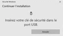 Continuer l'installation sur Twitter et insérez la clé de sécurité