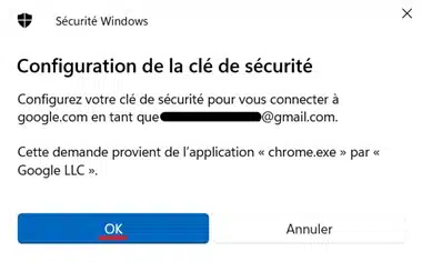 Image 9 – Configuration de la clé de sécurité