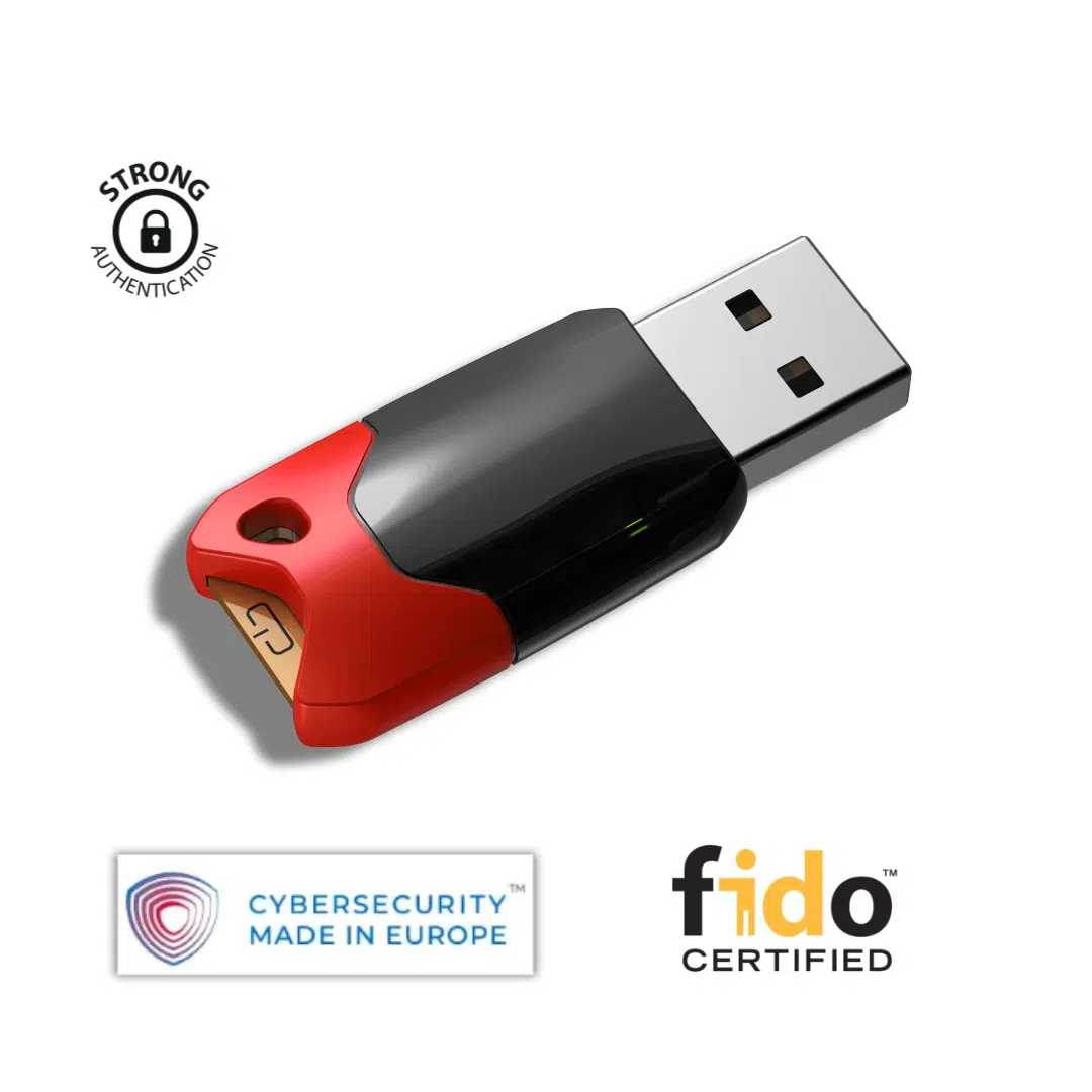 Clé de sécurité USB-A Winkeo2J-A FIDO2, certifiée FIDO L1 pour une authentification sur le Web et le Cloud ans mot de passe (Passkey)